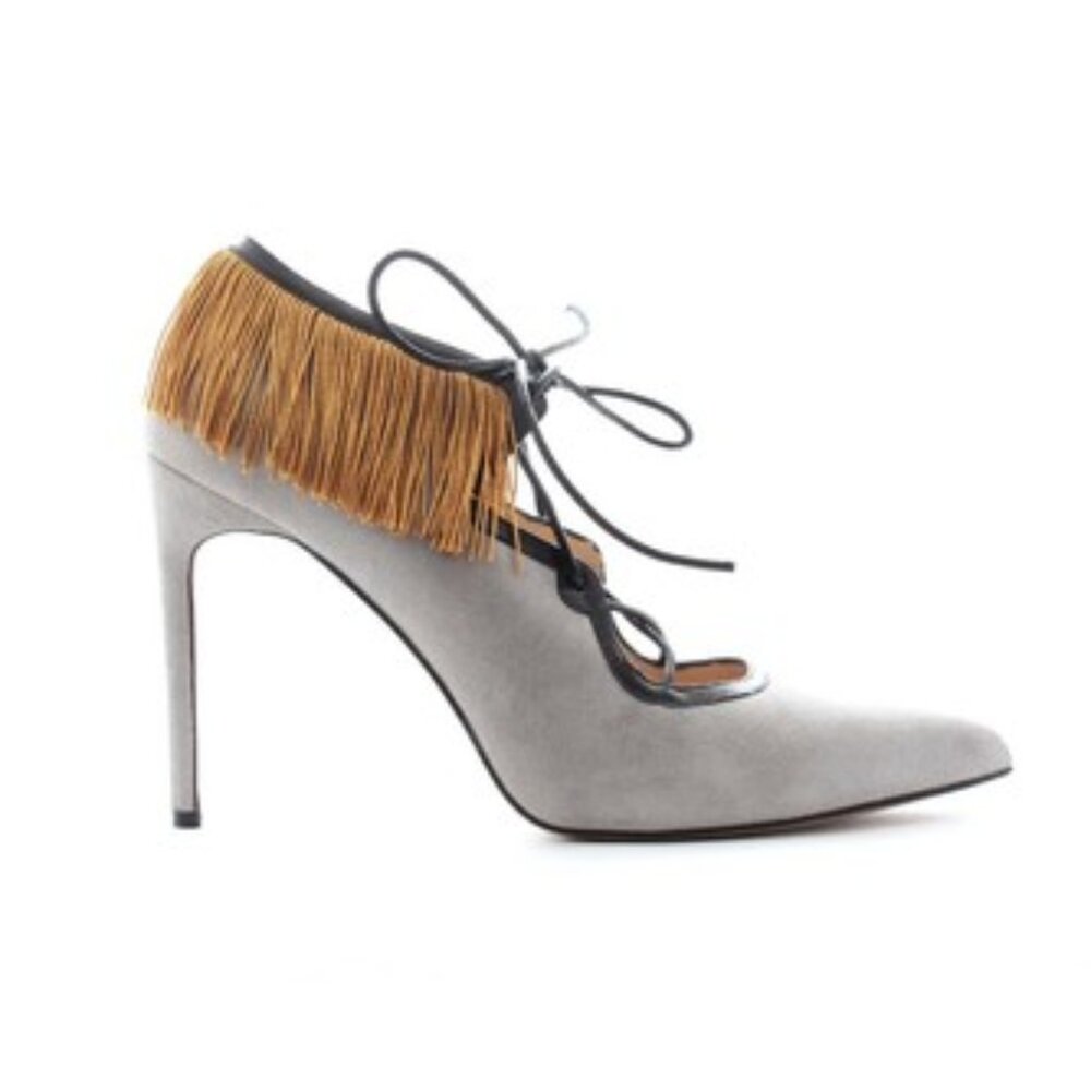 Bionda Castana 'Melina' Fringed Suede Pumps/Grey,Black,Gold/ RRP: £625.00 Sz 39
